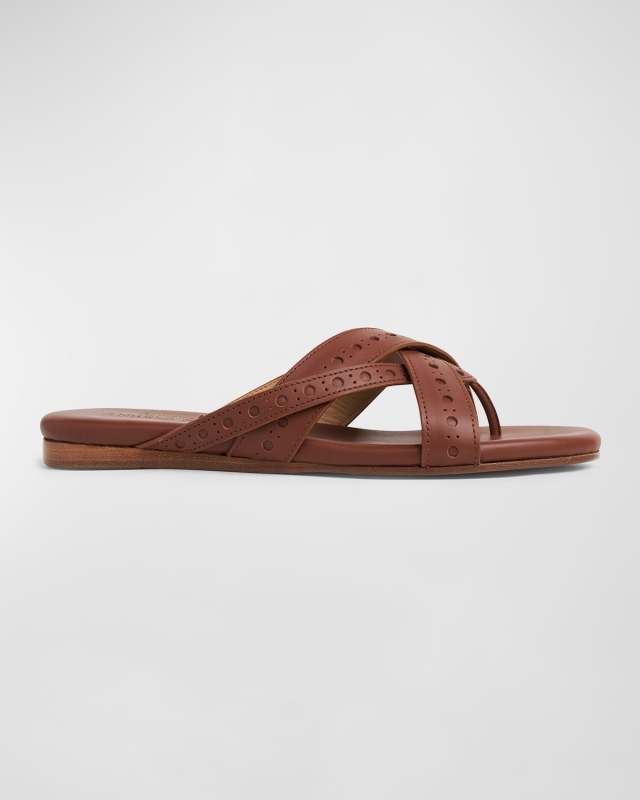 Ms. Alice Calfskin Flat Thong Sandals